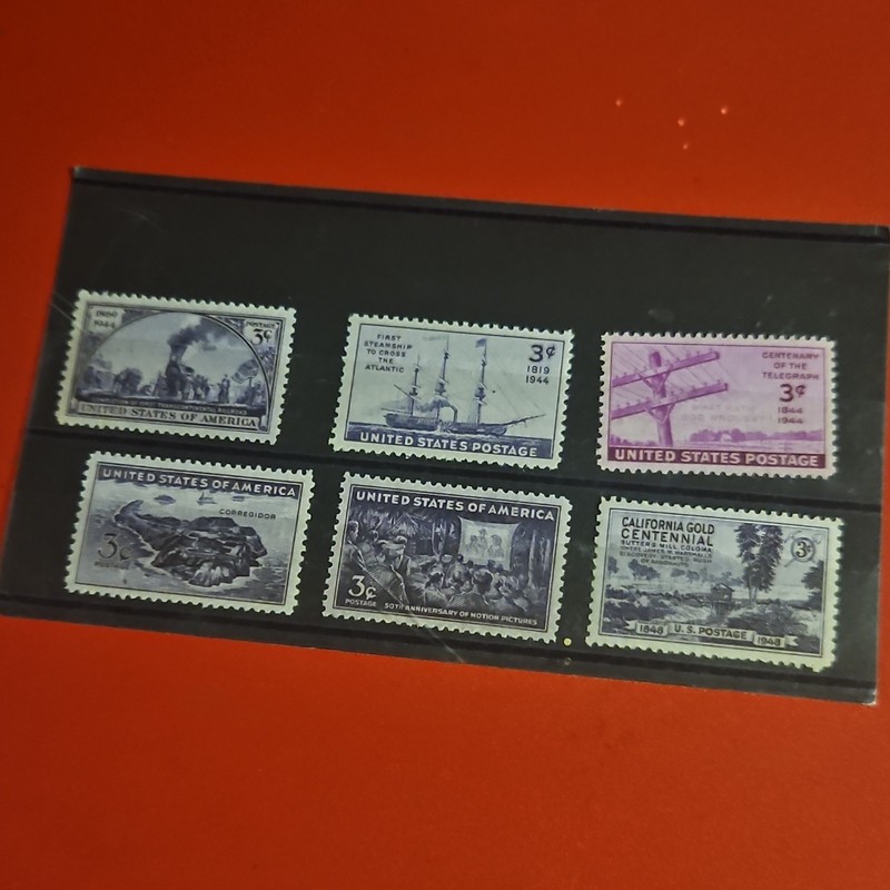 Lot of 6 Unused US Postage 3¢ Stamps 1941-1950 WWII Ships Telegraph