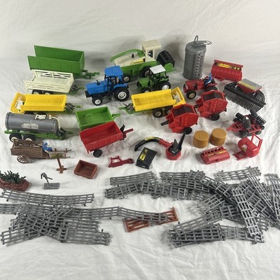 Lot of Vintage New Ray Tractors And Accessories
