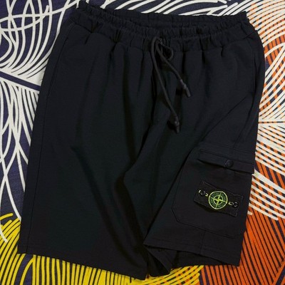  RARE Stone Island Black Basic Sweat Shorts Men s XL