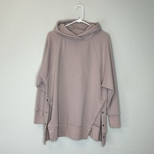 Aerie Oversized Side Button Pullover Hoodie Women  s Size M Mauve Pink