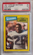 1987 Topps Box Bottoms #O Curt Warner PSA 5 Hand Cut Very Rare