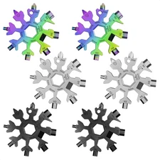 6 Pcs Snowflake Multitool 18 in 1 Set — Snowflake Multi Tool Keychain — Stain...