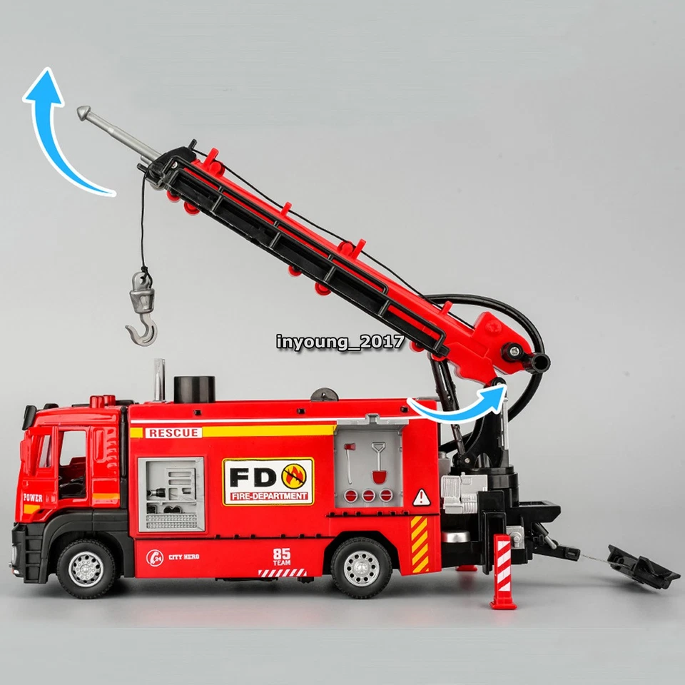 Ladder Fire Engine Toy Model Diecast Toy Car Fire Truck Toys for Boys Kids Gifts - Image 4 of 4
