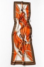 100 Mulberry Silk Long Scarf Wrap 172x53cm Orange Rope Anchor Nautical Satin