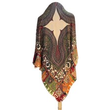 AS2 Satya Paul Silk Scarf Paisley Print India-Inspired Vintage Ethnic Design