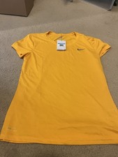 Nike Women's Dri-Fit Training Size Medium Yellow Short Sleeve Athletic Shirt NWT