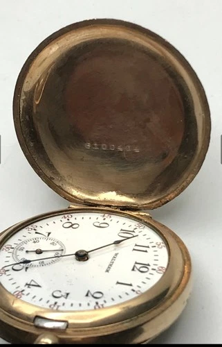 Antique Waltham Full Hunter Pocket Watch - Ornate Floral Keystone Case - RUNS