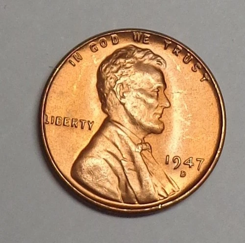1947-D Lincoln Wheat Penny Cent GEM Red  BU  From Original Bank Roll