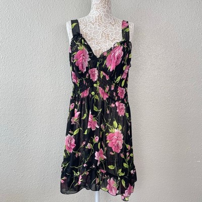 Vintage Fashion Bug Floral Babydoll Slip Sheer Rose Chiffon Y2K Lingerie