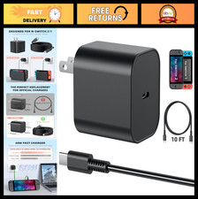 60W AC Power Adapter for Nintendo Switch, 10FT USB-C Cable, PD 3.0 Fast Charging
