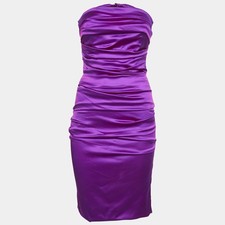 Dolce Gabbana Pink Silk Ruched Strapless Mini Dress S