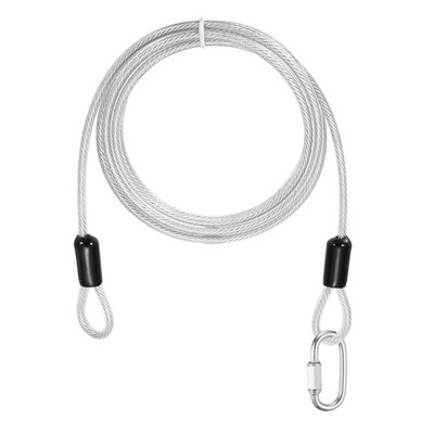 1Set 5/32'' Dia 6.6ft Security Steel Cable with Loops Clear + Quick Links