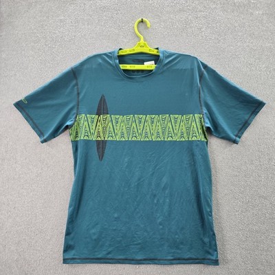 Crazy Shirts Men Shirt XL Teal Geometric Surfboard Tribal Short Sleeve READ