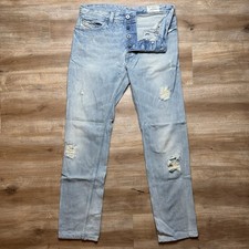 Diesel Safado Jeans Mens 31x30 Light Blue Distressed Slim Straight Italy 008TK