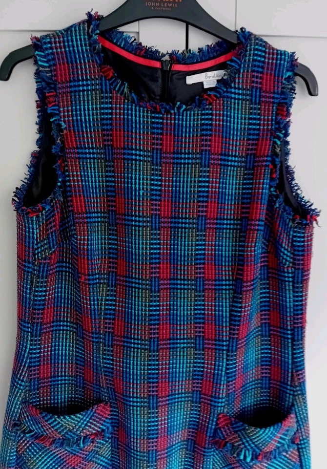 Vestido Boden Talla 12L Sin Mangas Cuadros Tweed Tartán Vestido Inteligente En muy buena condición  Foto 3 de 4