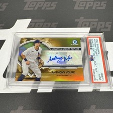 ANTHONY VOLPE ~ 2023 Bowman Chrome Scouts Top 100 #BTP-3 AUTO Gold /50 PSA 9