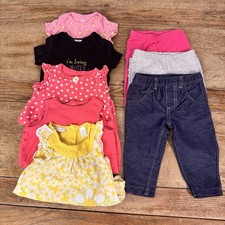 Lot 8 Baby Girl Clothes 3-6 Mo Carters Rompers Bodysuits Leggings Summer Cute