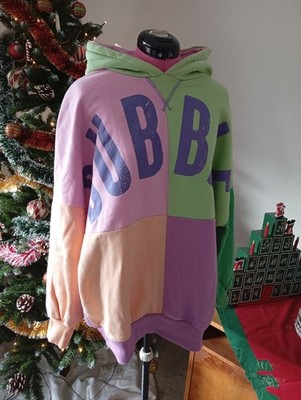 Colorblock Hoodie Bubble Pullover Pastell grün/rosa/lila/orange Gr.M Reserved 