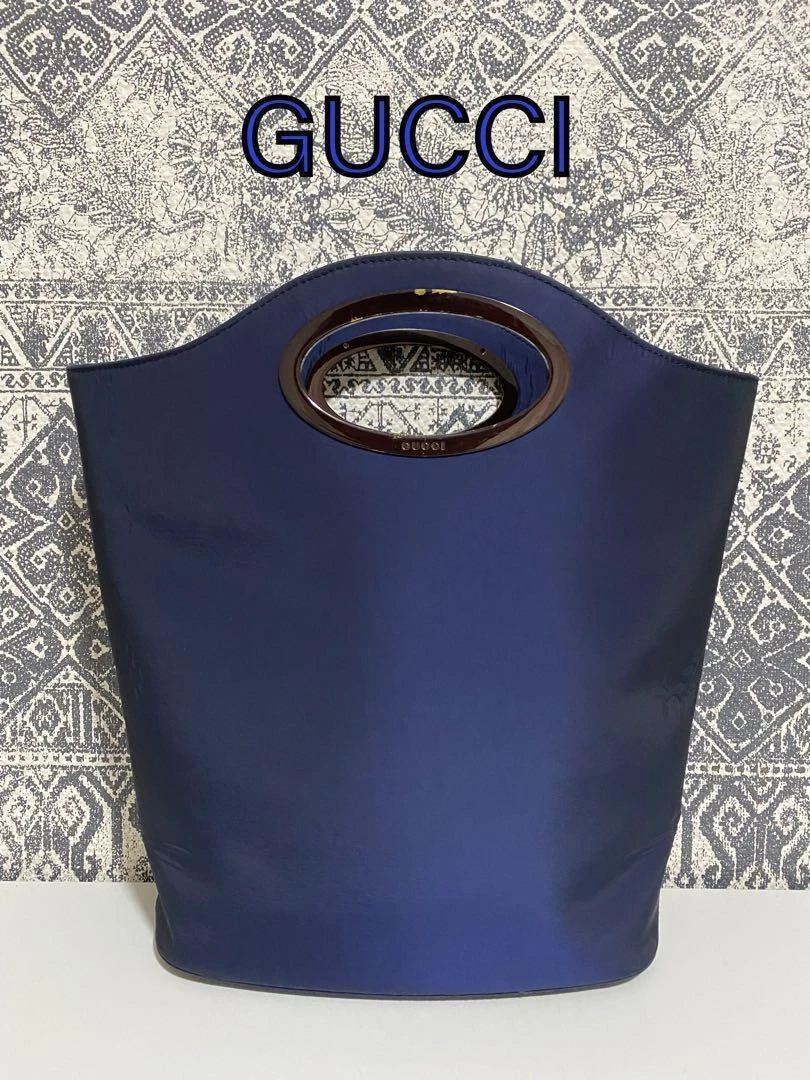 Sac à main fourre tout GUCCI nylon bleu marine