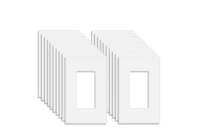 ENERLITES White 1-Gang, Decorator/Rocker, Plastic,Screwless Wall Plate (20-Pack)