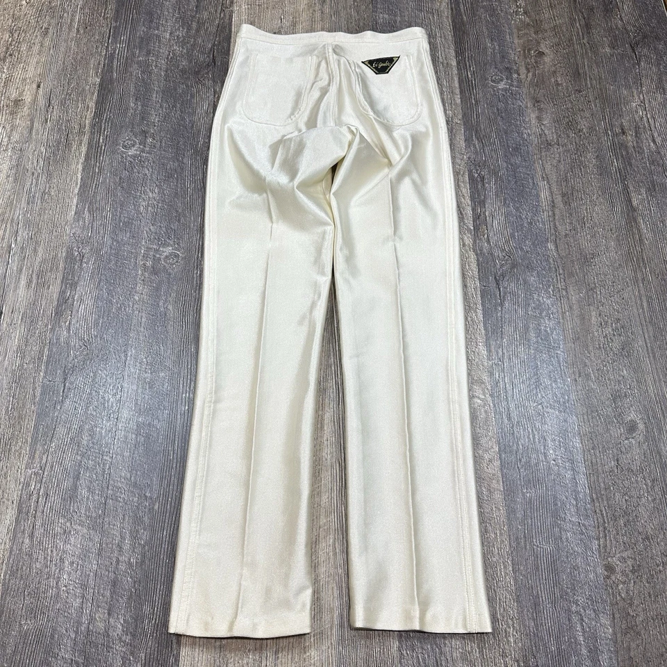 Vintage 70s Le Gambi Disco Pants Women’s Sz 5 High Waist Satin Stretch Nylon USA - Image 2 of 4