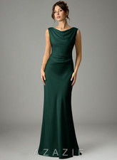 Azazie Green Sleeveless Floor-Length Maxi Bridesmaid Dress Formal Gown