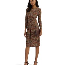 Ralph Lauren Elegant Long Sleeve Dress in Earth Tones