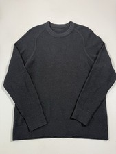 Lululemon Sweater Mens Medium Black Long Sleeve Textured Knit Crewneck LM3ENFS