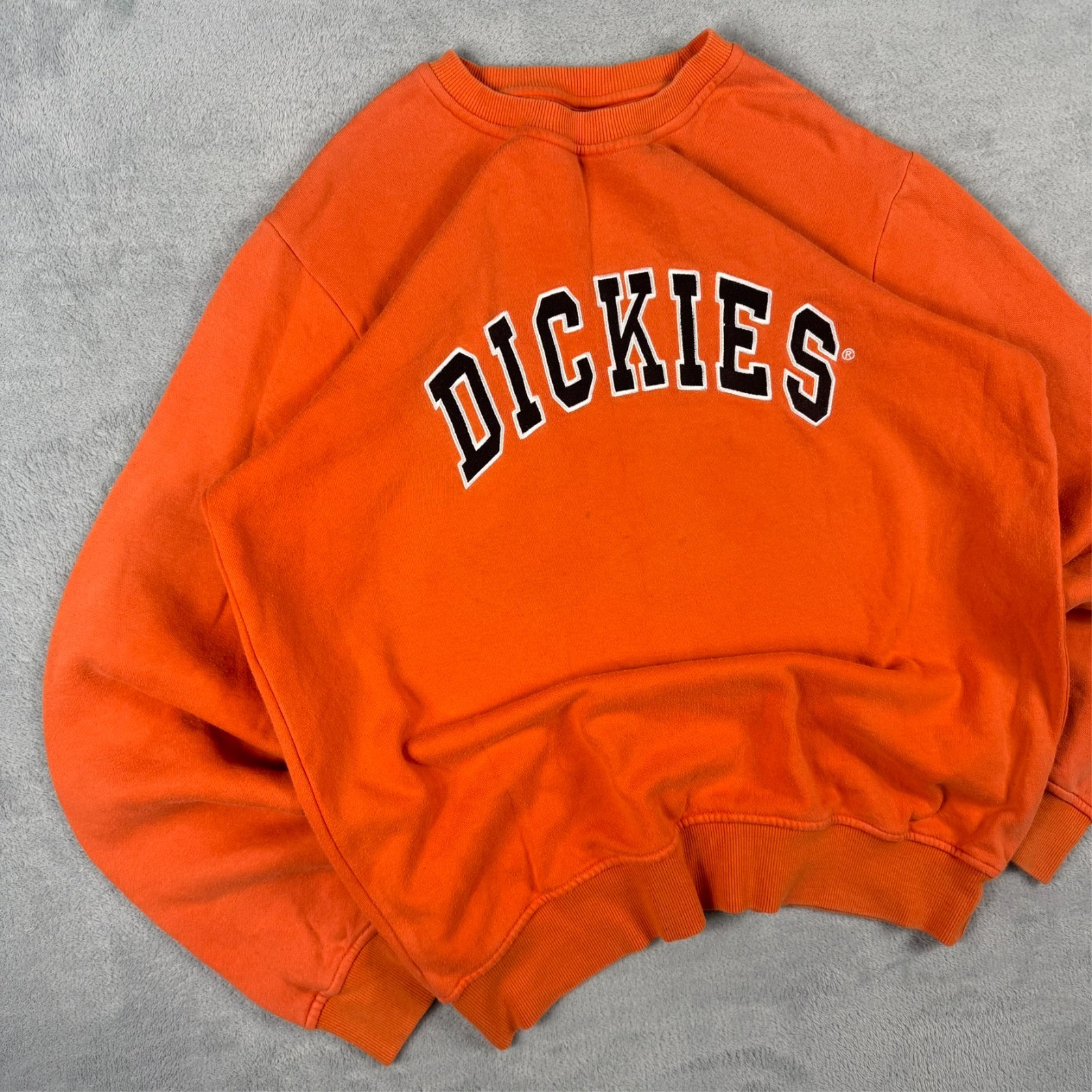 Vintage Dickies 2000's Y2K Orange Spellout Oversized Small Pullover Sweatshirt image 2