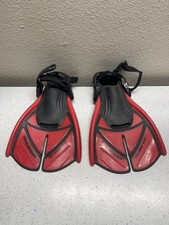 Pair Aqua Lung Surf Nature's Wing Flippers Sz S 4-7 Red/ Black