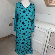 Scamp & Dude Dress Size 10 Teal Green Star & Lightning Print Blouson Sleeve Midi