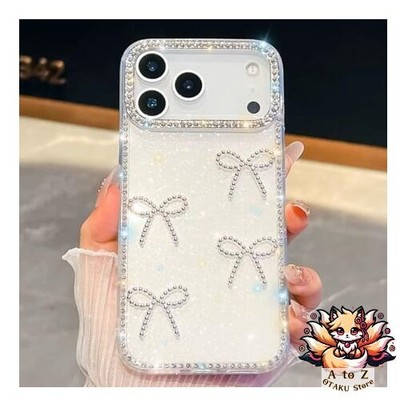 NEW Cute sparkly ribbon-themed case for iPhone 17 Pro. Clear stylish popular