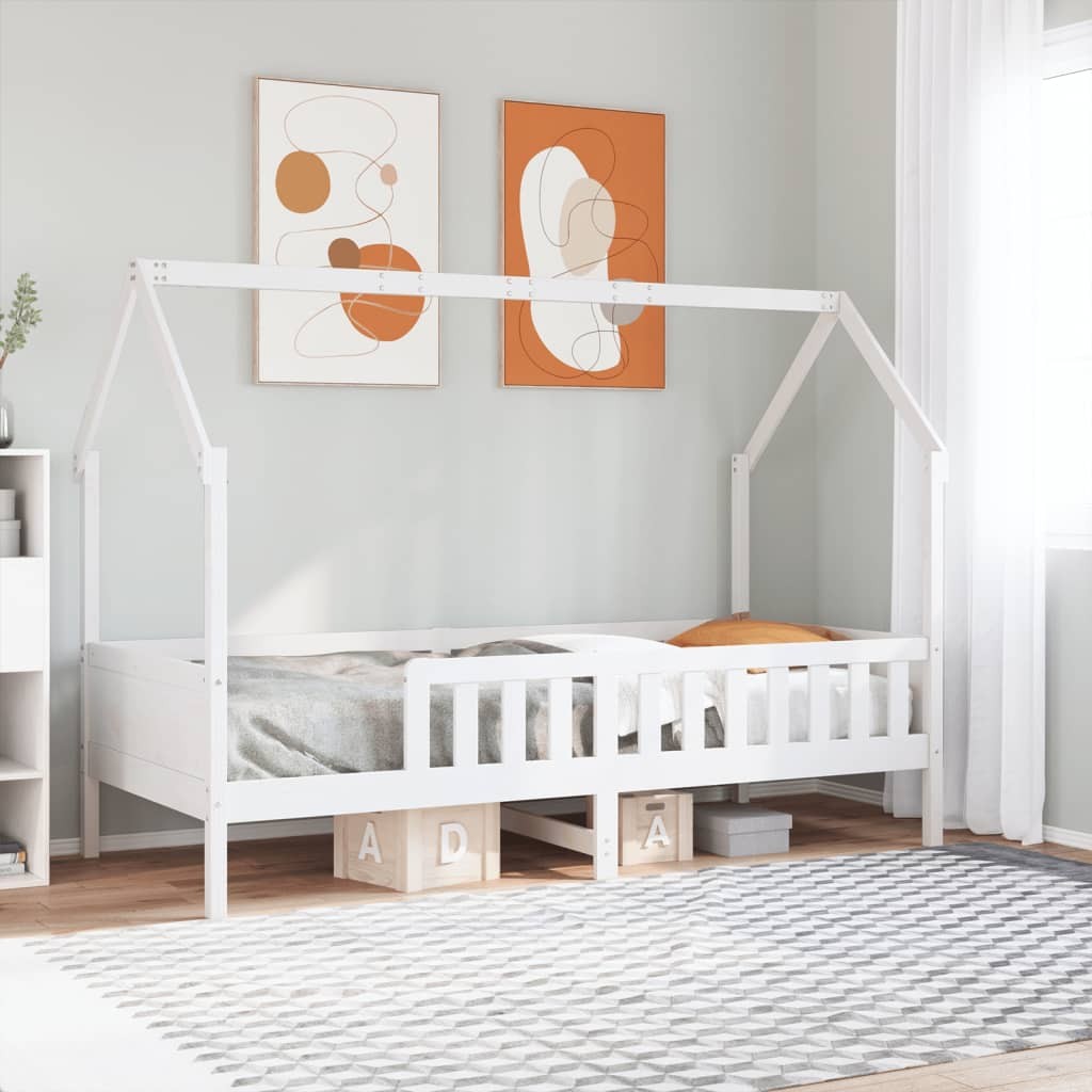 Giroletto Casetta Bambini Bianco 90x190 cm Legno Massello Pino 2405435
