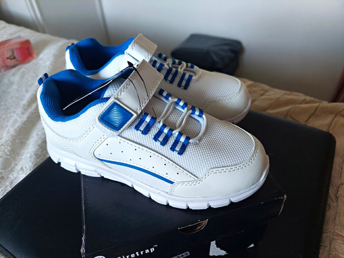 Firetrap Ch99 Unisex Kids Hook & Loop Trainers White/Blue UK 12 EU 30.5