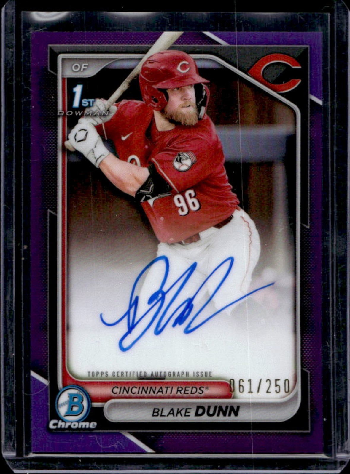 2024 Bowman Chrome Blake Dunn Auto Purple Refractor 1st #61/250 Reds