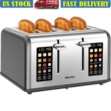 Smart 4 Slice Toaster Touch Screen Dual Control Even Toasting Bagels Bread New