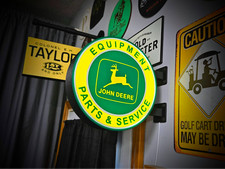John Deere Service LED Lightbox Sign 3D Printed Round Wall Mount Man Cave
