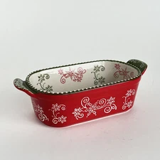Temptations By Tara Red Floral Lace Bowl Ramekin Baker Red No Lid
