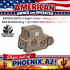 EOTech EXPS3-2TAN Holographic Sight 68 MOA Ring + (2) 1 MOA Red Dots, TAN/FDE NV