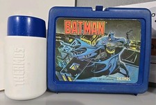 Fiambrera de plástico Batman marca DC Comics termo 1991 con termo original
