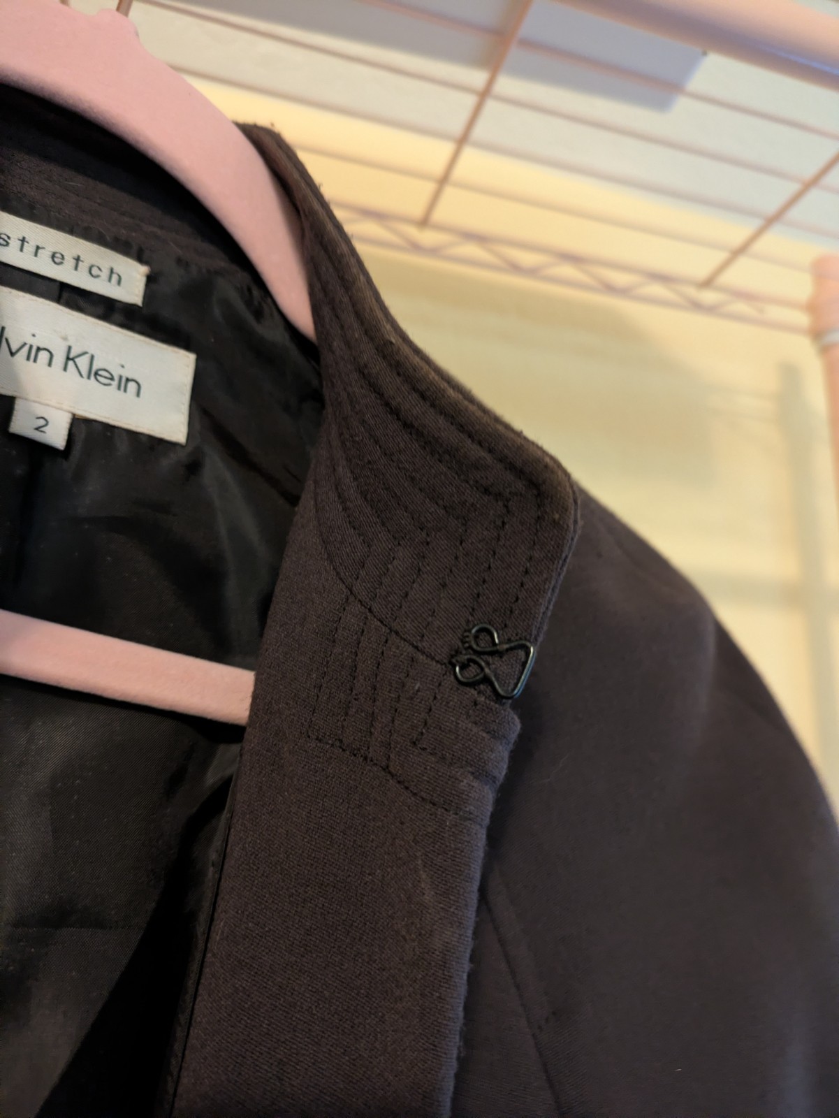 Rare Stylish Calvin Klein Chic Women's Brown Button Lined Jacket image 5