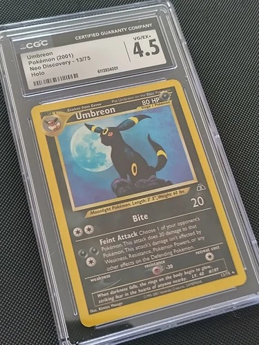 Umbreon 13/75 Neo Discovery Holo CGC 4.5 with Stunning Tail Swirl  💛 🖤 💛
