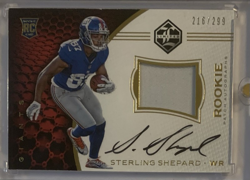 2016 Panini Limited NY Giants Rookie Patch Autographs Sterling Shepard 216/299