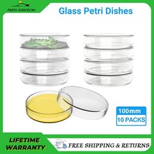 10Pcs 100mm Glass Petri Dishes w/ Lids Lab Petri Plates with A Inoculation Loop