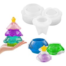 Christmas Tree Jar Silicone Mold with Lid - DIY Trinket Jar Candle Jewelry Ca...