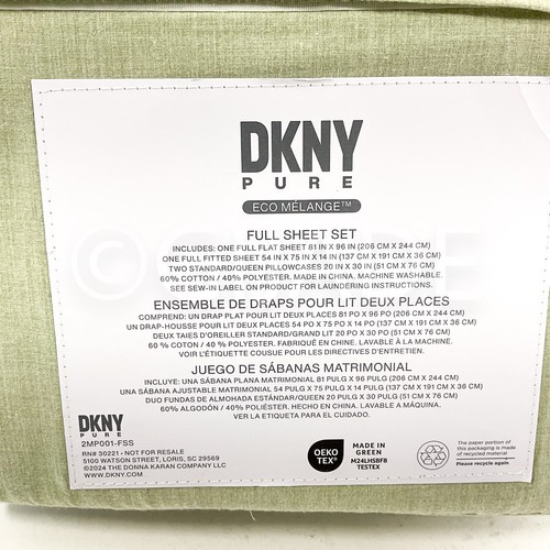 DKNY Eco Melange Full 4pcs Bed Sheet Set Soft Comfort Green New - Picture 6 of 6