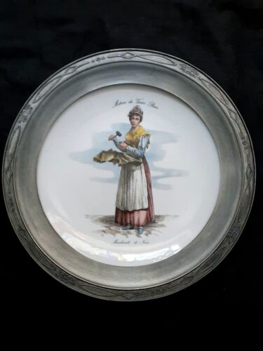 Antique Apilco France Porcelain Plate in Etain 92 rim - Afbeelding 1 van 7