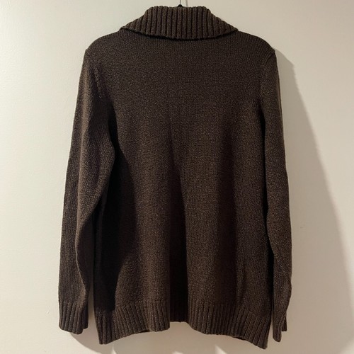 Cardigan donna St. John's Bay marrone full zip collo cappuccio 1X maglia maglione giacca - Foto 4 di 7