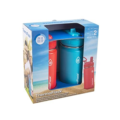 ThermoFlask 16 oz Double Wall Vacuum Insulated Stainless Steel 2Pack