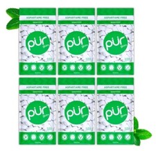 PUR Xylitol Chewing Gum SPEARMINT 55 Pieces, 6 Pack Sugarless Vegan Pure